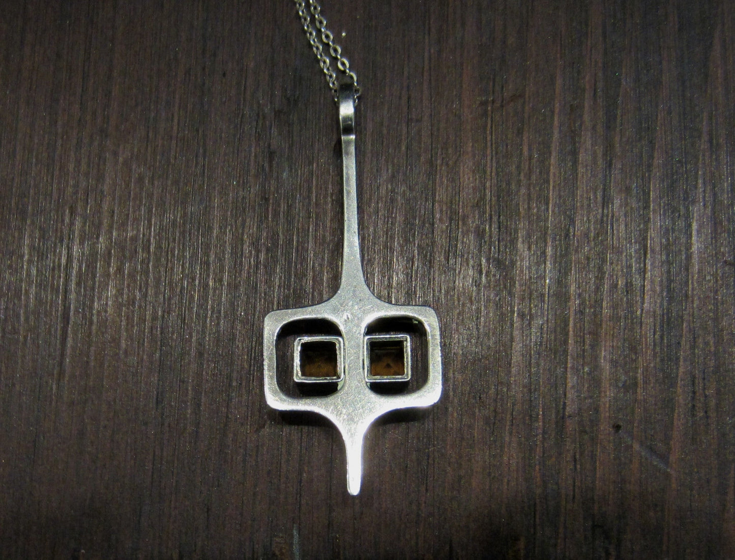 SOLD--Modernist Citrine Pendant in 835 Silver, German c. 1970