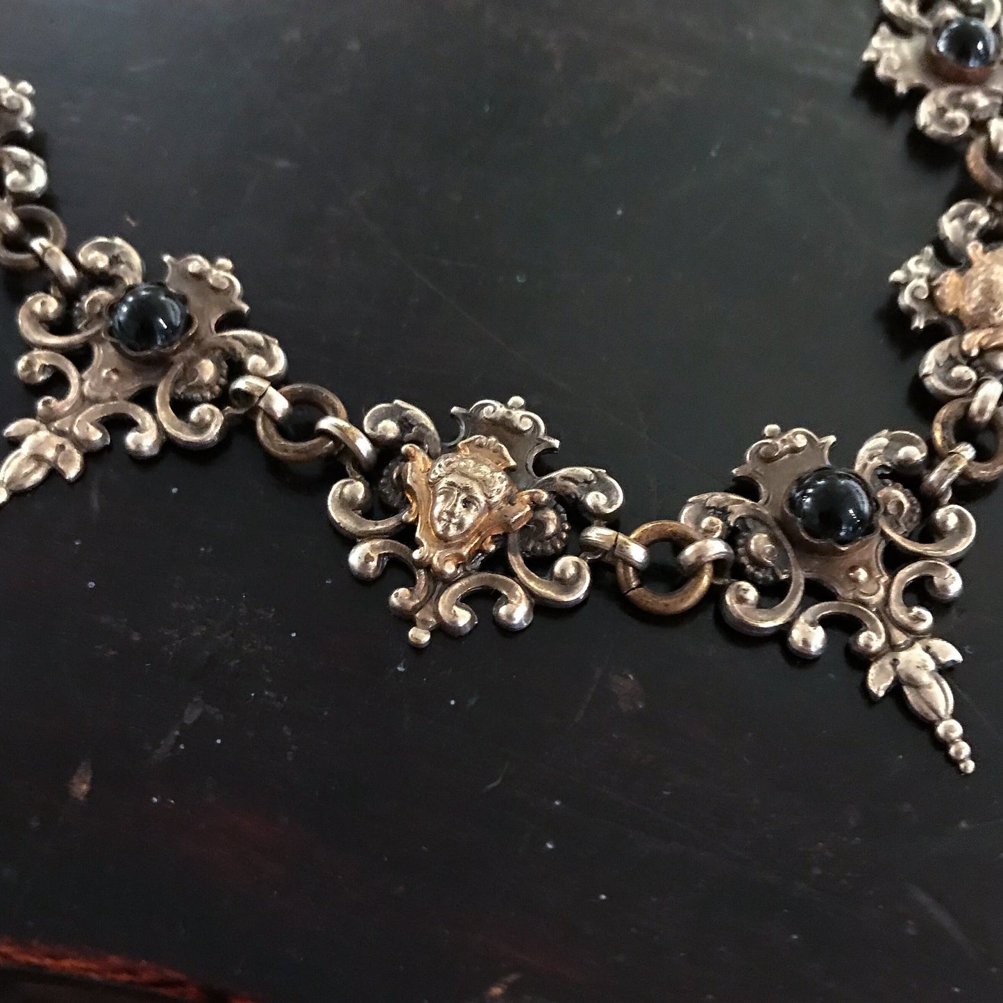 SOLD Victorian Neo-Renaissance Necklace Silver Plate c. 1900