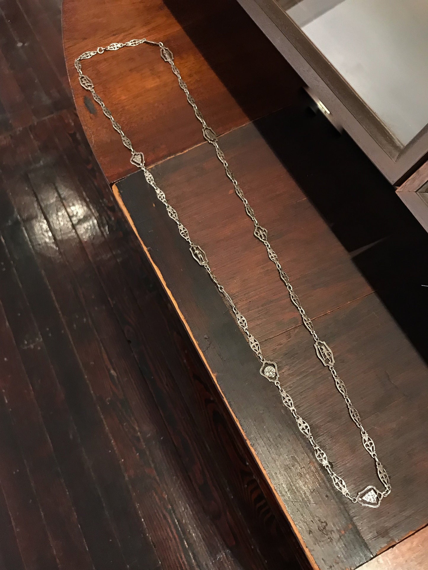 SOLD--Antique Italian Grand Tour 42 Souvenir Chain, Silver c. 1920