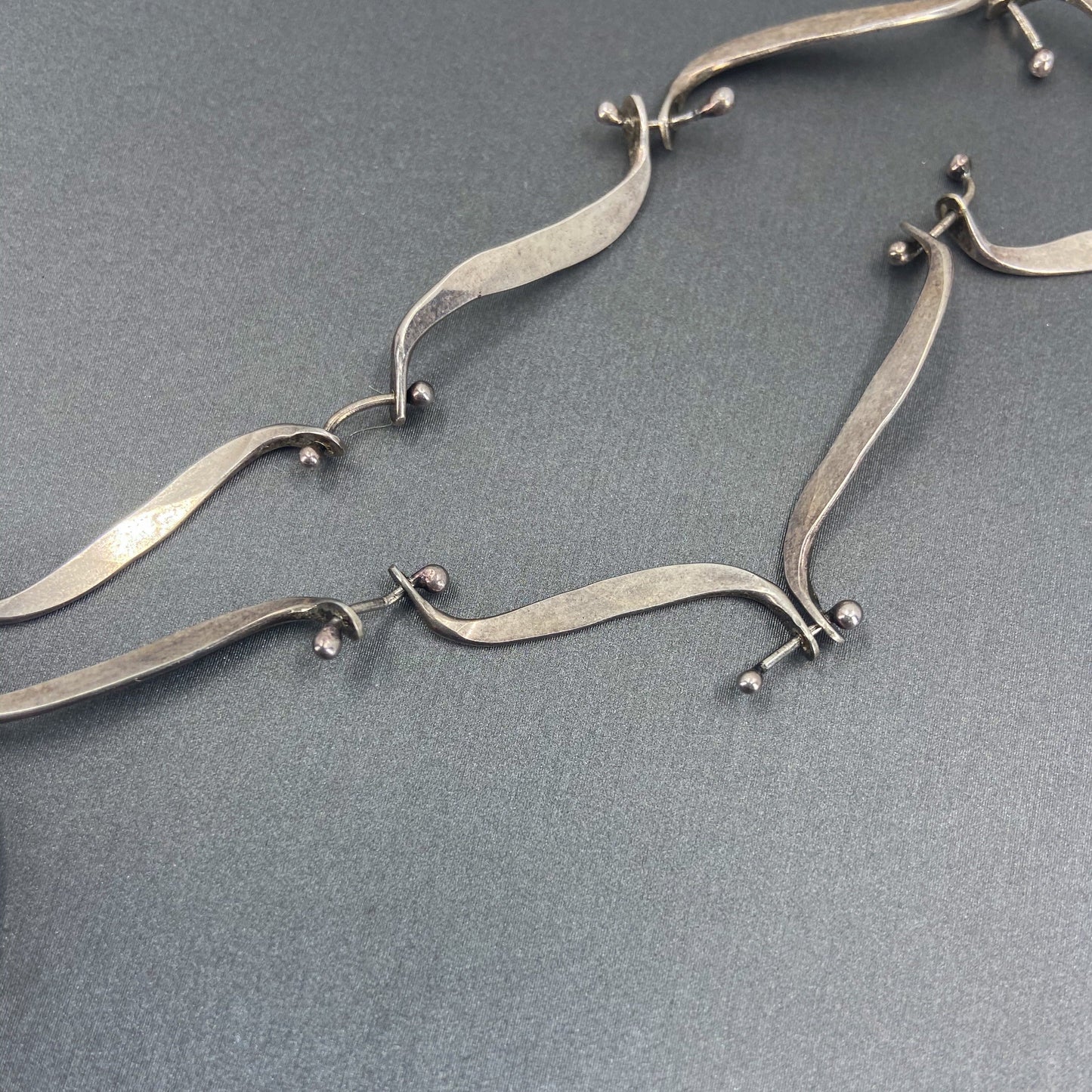 SOLD--Modernist Scroll Link Necklace Sterling, V. Thaler c. 1960