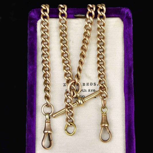 Antique Edwardian Double Albert Watch Chain Necklace