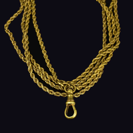 Antique 50 inch Gold Muff Guard Chain Necklace