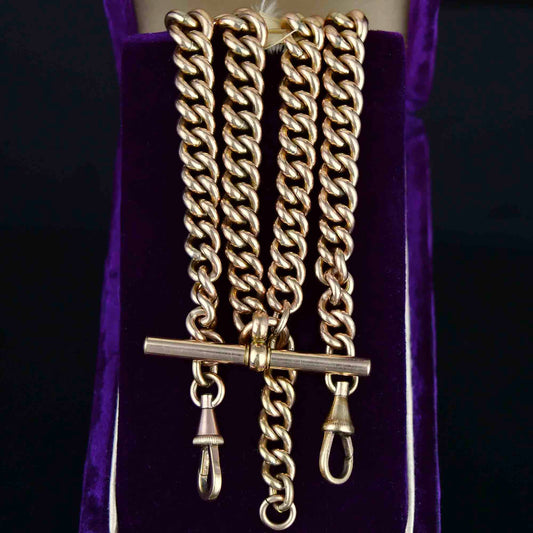 Antique Double Albert Pocket Watch Chain Necklace