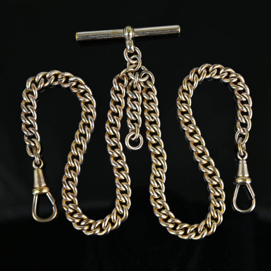 Antique Double Albert Rolled Gold Watch Chain Necklace