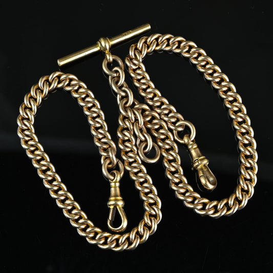 Antique Double Albert Rolled Gold Pocket Watch Chain