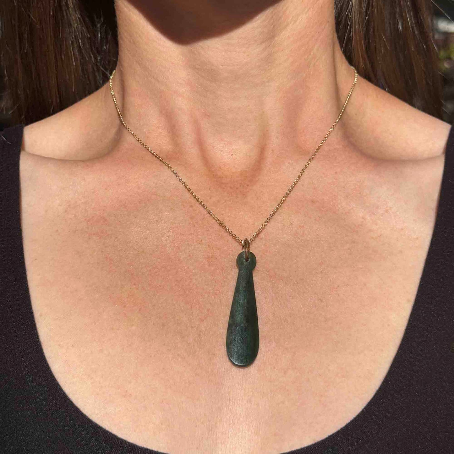 Antique Carved Maori Pounamu New Zealand Jade Pendant Necklace