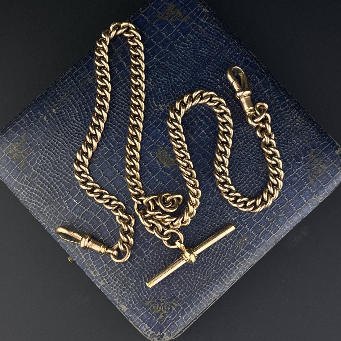 Antique Double Albert Curb Link Pocket Watch Chain