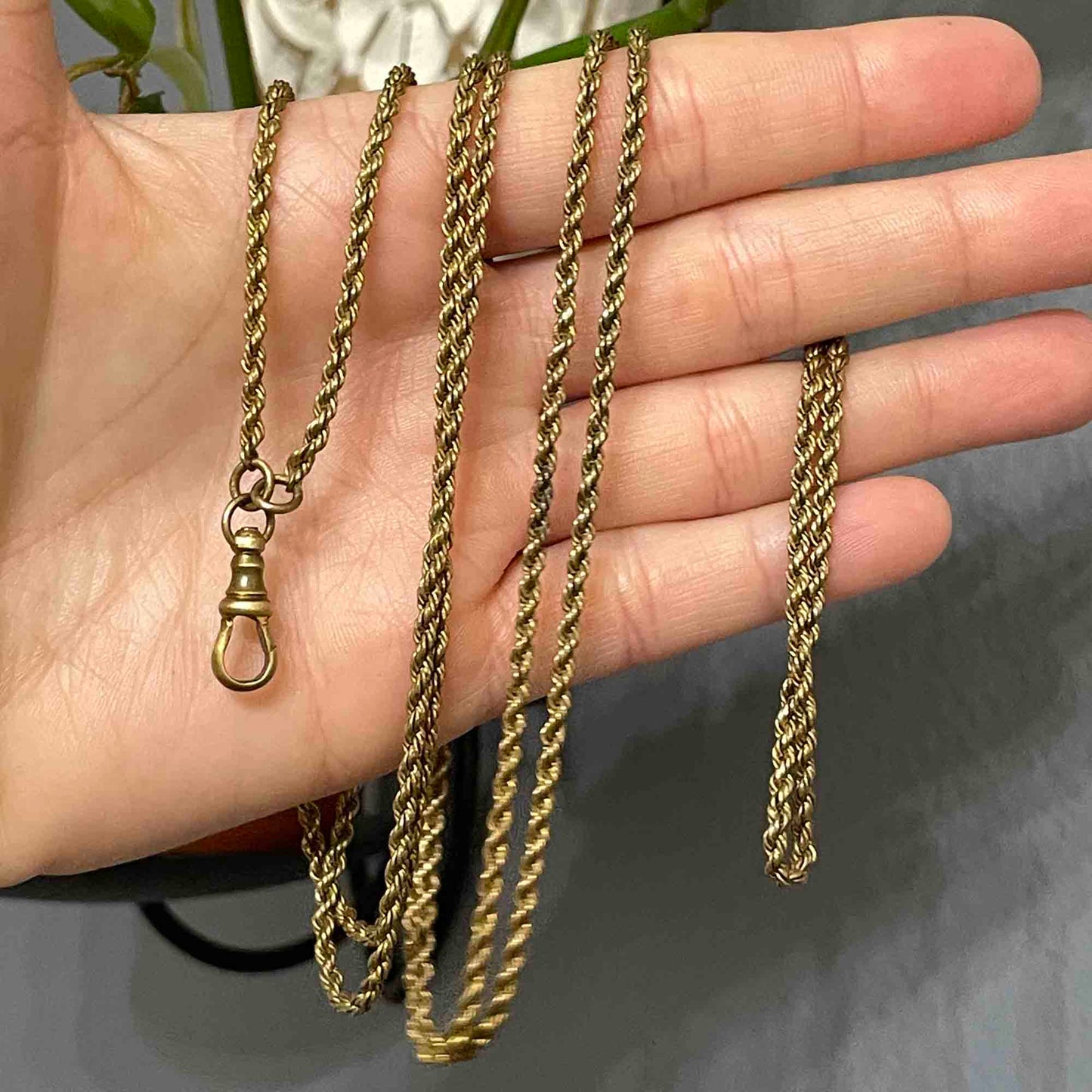 Antique 50 inch Gold Muff Guard Chain Necklace