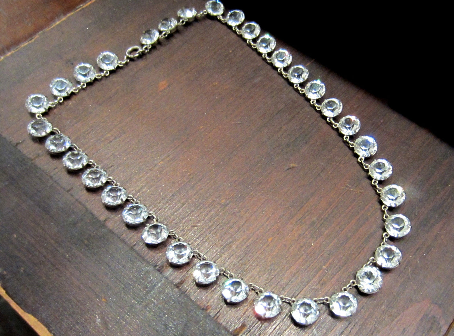 SOLD--Art Deco Crystal Collar Sterling Silver c. 1930