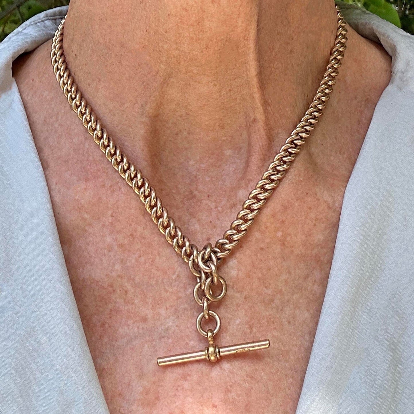 Antique Double Albert Rolled Gold Pocket Watch Chain