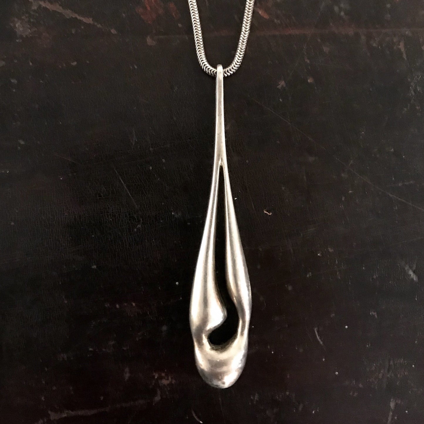 SOLD--Modernist Drop Pendant Sterling c. 1970