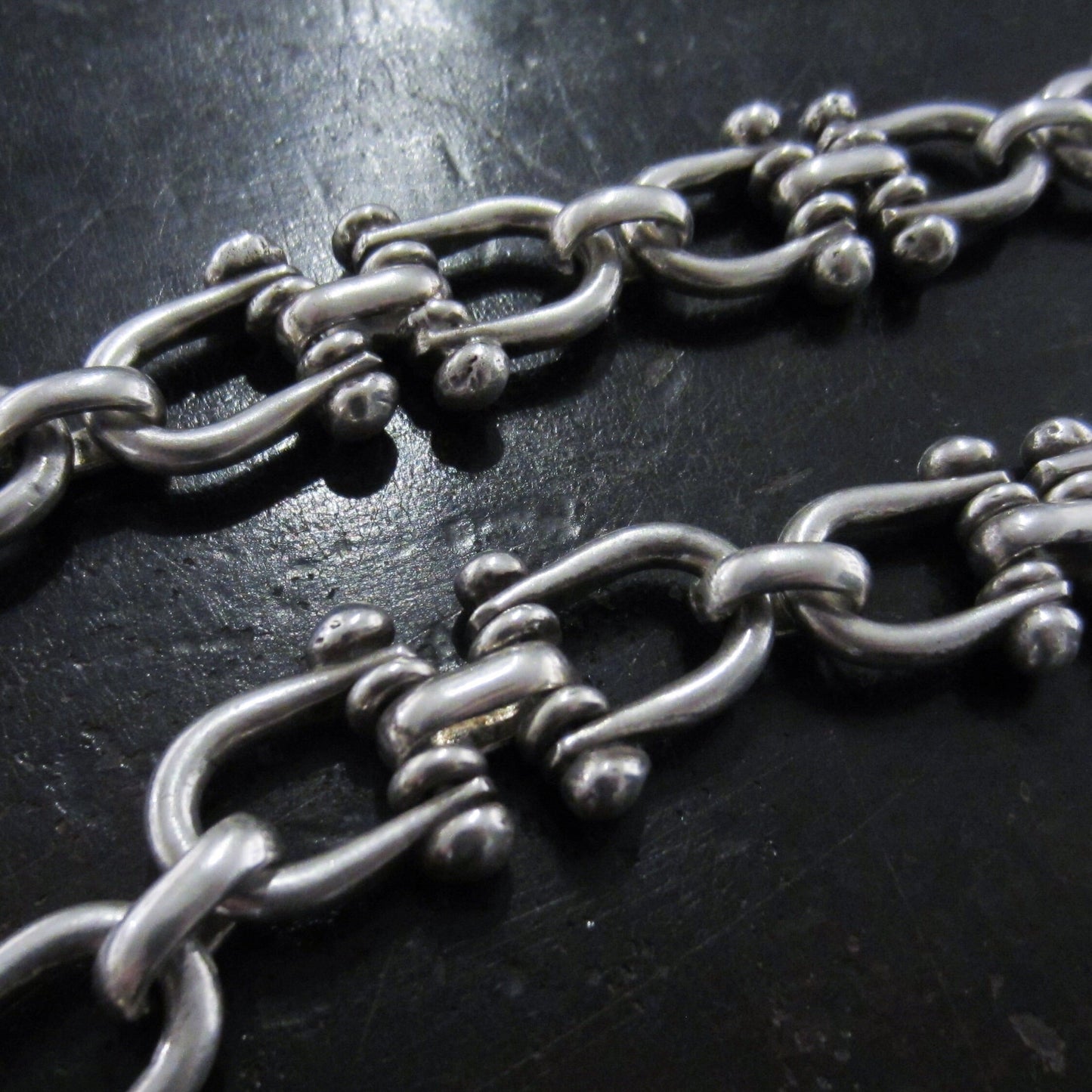 SOLD--Awesome, Heavy Horse Bit Link Chain Sterling, Mexico c. 1990