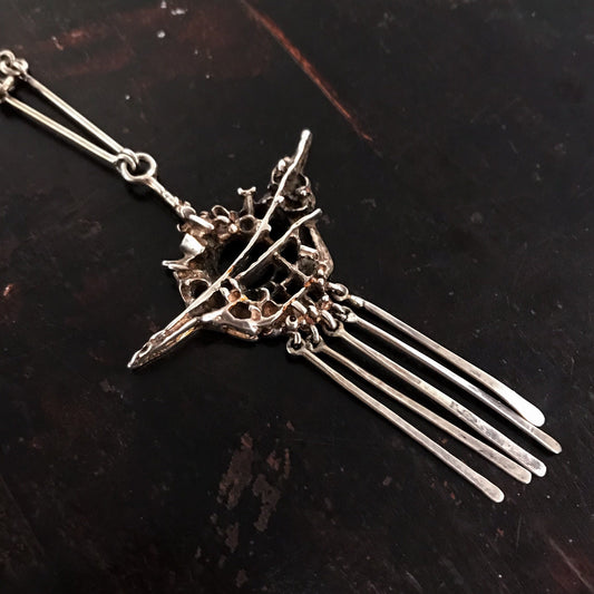 SOLD--Awesome Brutalist Necklace Sterling, Juhls Studio Norway c. 1960